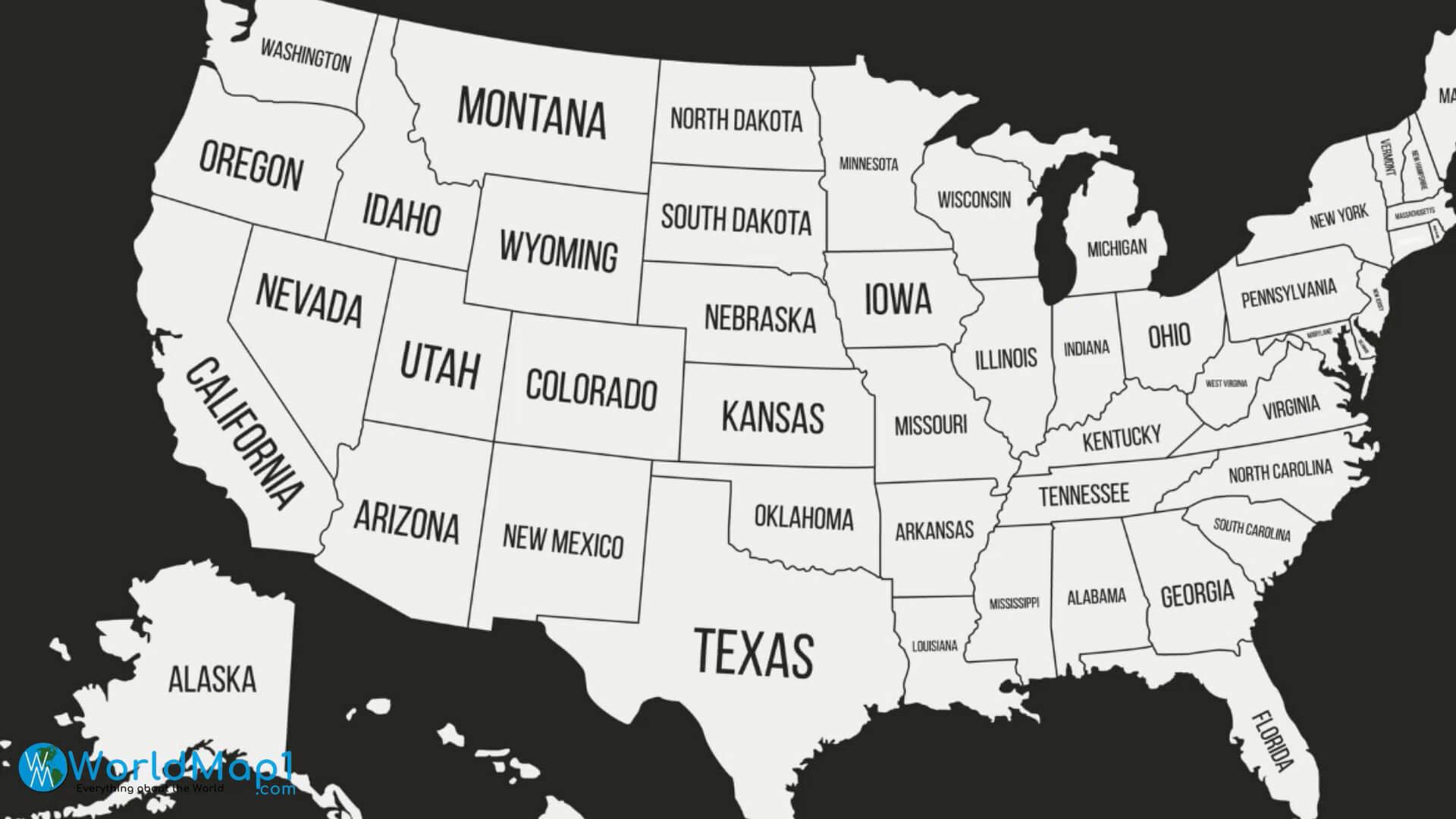 USA Outlined Blank Map with States